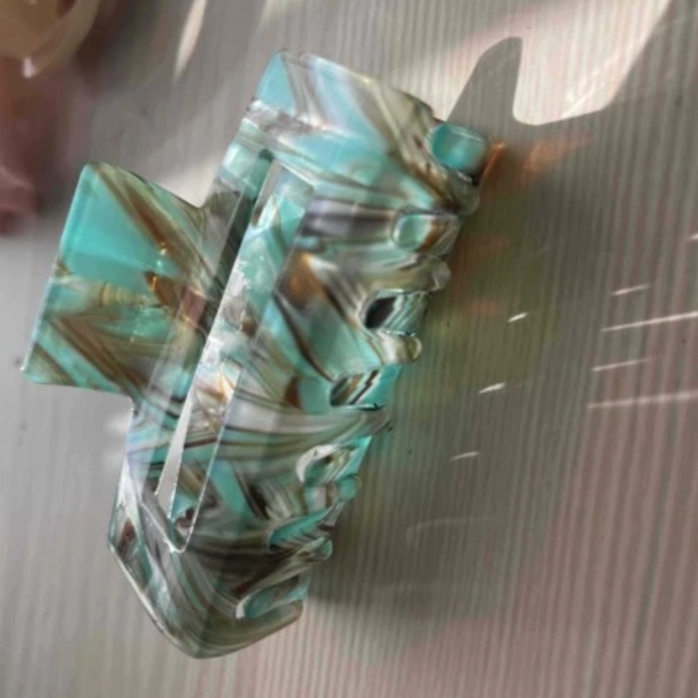 Blue marble hair clip